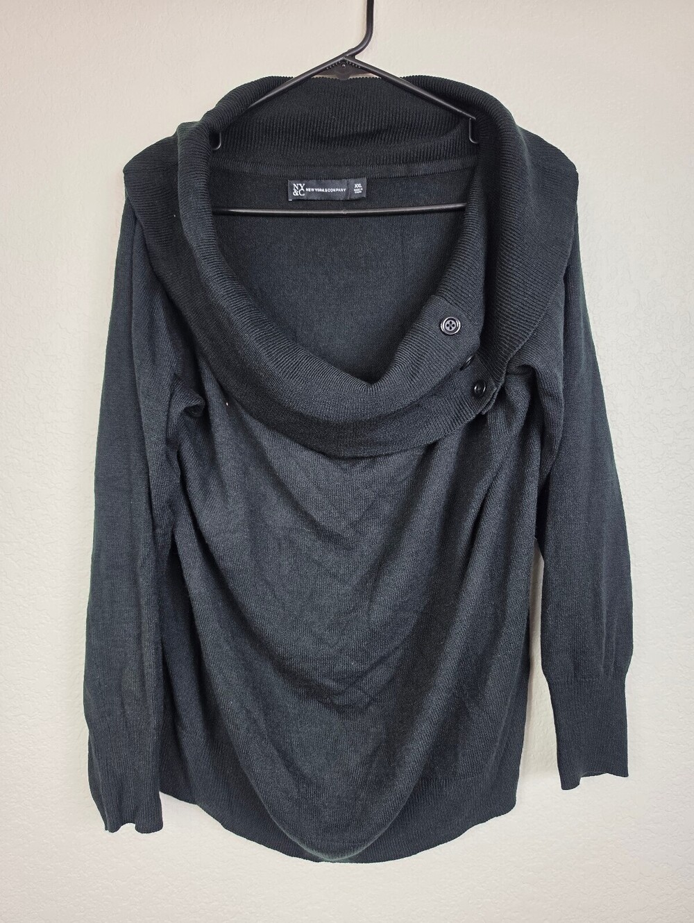 New York & Company Black Oversized Cowl Neck Sweater XXL